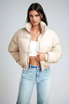 Sleek Chill Cropped Puffer Jacket - Taupe