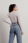 Understand Me Taupe Drawstring Long Sleeve Crop Top