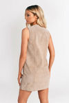 Lace It Genuine Toast Suede Shift Dress