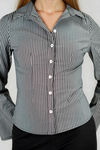 Own the Day Pinstripe Long Sleeve Shirt - Washed Black