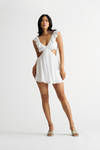 Annisa White Ruffle Cutout Skater Mini Dress