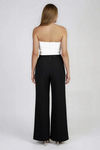 Step Up Belted Tuxedo Jumpsuit - White Black