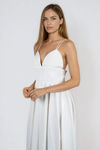 Dancing in Dreams V-Neck A-Line Midi Dress - White