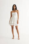 Darlene White Layered Flare Skater Dress