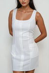 Fearless Button Bodycon Mini Dress - White