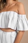 For The Love Of Stripes White Crop Top 