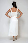 Got The Edge Belted Button Midi Dress - White