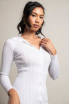 Last Call White Collared Long Sleeve Bodycon Dress