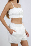 Made to Move Ruffled Crop Top and Shorts Set - White