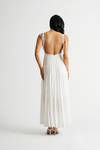 Mila White Open Back Tiered Maxi Dress