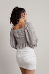 Be My Muse White Multi Tie Front Ruffle Crop Top