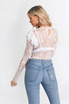 Nickie White Double Ruffle Long Sleeve Lace Top