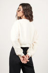 Polar Bear White Faux Fur Cropped Pull Over 