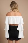 Show Off White Shoulder Ruffled Blouse