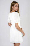Summer Tease Puff Sleeve Cutout Mini Dress - White