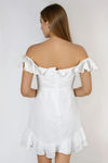 Sunset Ready Swiss Dot Ruffled Mini Dress - White