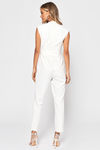 Takes Some Finesse White Plunging Jumpsuit