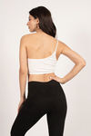 To The Side White One Shoulder Crop Top