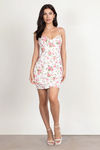 Too Shy White Floral Bustier Bodycon Dress