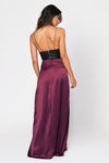 All Of Me Wine Satin Maxi Skirt
