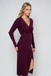 Bordeaux Allure Wrap Slit Midi Dress - Wine