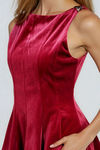 Classic Charm Boatneck Velvet Mini Dress - Wine