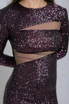 Cosmic Dusk Sequin Cutout Mini Dress - Wine