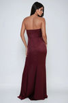 Enchanted Glow Rhinestone Satin Maxi Dress - Wine