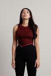 Issa Vibe Wine Reverse Stitch Ribbed Crop Tank Top