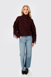 Return To Sender Wine Cable Knit Sweater