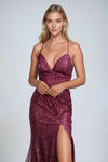 Starlight Kiss Glitter Mesh Mermaid Maxi Dress - Wine