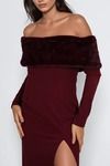 Velour Empress Velvet Off Shoulder Maxi Dress - Wine