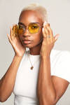 Capricorn Yellow Hexagon Shaped Sunglasses