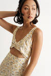 Thoughts Of Us Yellow Multi Floral Cutout Twist Midi Dress