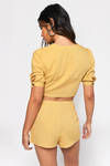 Remind Me Of You Yellow Button Up Linen Crop Top