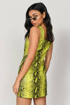 Shelly Yellow Leather Snake Print Dress