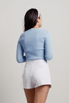Chasie Baby Blue Tie Front Ribbed Cardigan