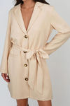 Elite Edge Belted Blazer Mini Dress - Beige