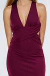Gentle Fit Halter Open Back Maxi Dress - Berry