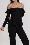 All About the Drama Off Shoulder Blouse - Black