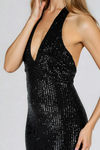 All Time Shine Halter Sequin Maxi Dress - Black