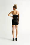 Bea Black Satin Corset Bustier Bodycon Mini Dress