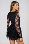 Bet You Look Lace Ruffle Mini Dress - Black