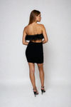 Break Free Velvet Feather Mini Dress - Black