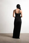 Come Over Here Surplice High Slit Maxi Dress - Black