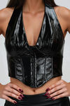Dangerous Curves Pleather Corset Top - Black