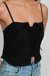 Divine Allure Lace-Up Corset Top - Black