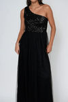 Enchanted Love Sequin Tulle Maxi Dress - Black