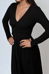 Evermore Elegance Long Sleeve Slit Maxi Dress - Black