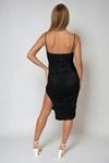 Gilded Glare Pleated Bustier Midi Dress - Black